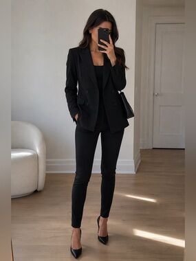 Theory Double-Breasted Black Blazer